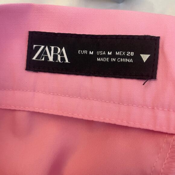 ZARA Women Pleated Wide Leg High Rise Trouser in Pink Size Medium - Picture 8 of 8